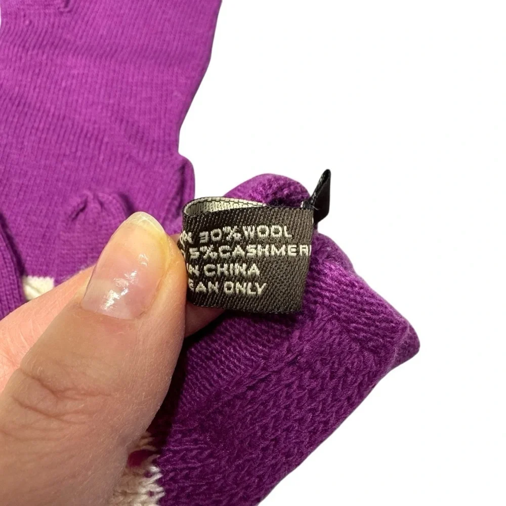 Coach Wool Cashmere Knit Purple Gloves